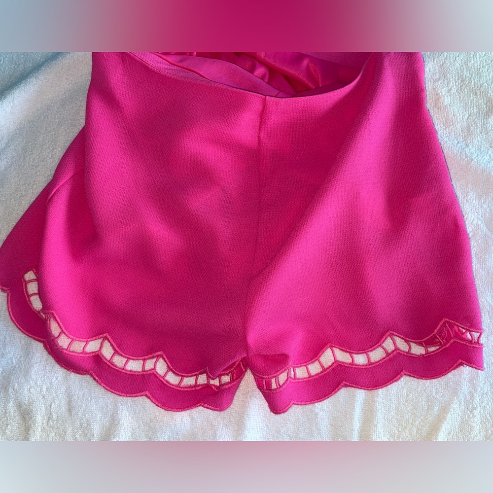 Blush. scalloped hem pink short